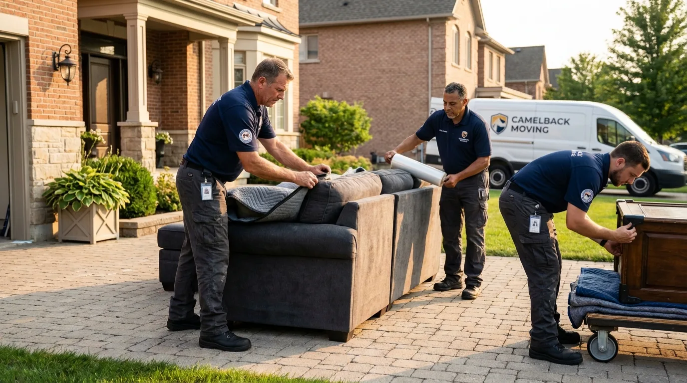 Large estate moving crew wrapping furniture in Albertville, AL